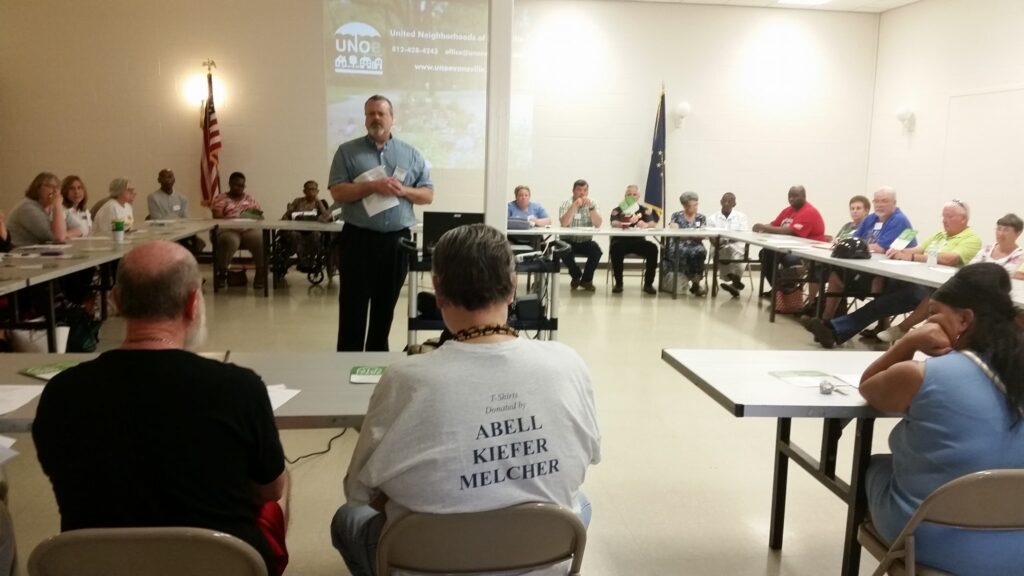 Brent leading a roundtable of neighborhood associations